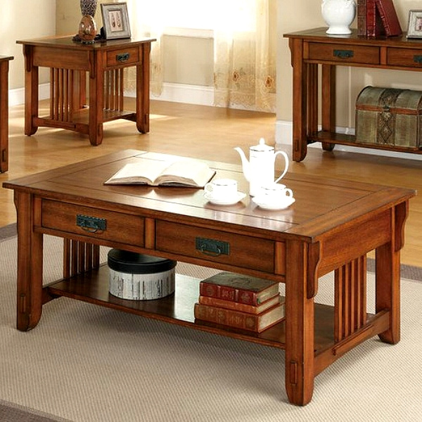 Oak Hardwood Mission Style Coffee Table